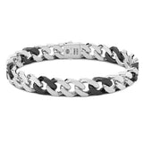 Zancan Bracciale Cubane Grumetta uomo in argento 925 e ceramica nera, maglia grumetta bicolore ESB116-NE