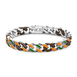 Zancan Bracciale Cubane Grumetta uomo in argento 925 con maglie smaltate arancione verde e marrone ESB117
