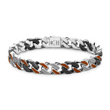 Zancan Bracciale Cubane Grumetta uomo in argento 925 con maglie smaltate nero e bordeaux, chiusura a scatto ESB119