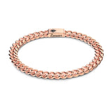 Zancan Bracciale Cubane Grumetta uomo in argento rodiato oro rosa 18kt con chiusura logo e stella EXB660-OR