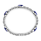 Zancan Bracciale Cubane Grumetta vista dall'alto, dettaglio chiusura a scatto e pietre lapis lazuli naturale ESB054-N