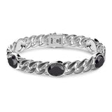 Zancan Bracciale Cubane Grumetta uomo in argento 925 con pietre onice nere e maglie striate a grumetta ESB053-N