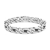 Zancan Bracciale Cubane Grumetta uomo in argento 925 con spinelli neri, maglia groumette e chiusura a scatto ESB111