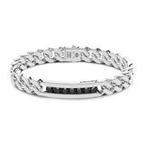 Zancan Bracciale Cubane Targa uomo in argento 925 con maglia grumette e spinelli neri sulla targa ESB112