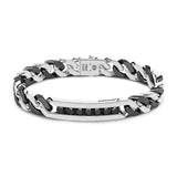 Zancan Bracciale Cubane Targa uomo in argento 925 e ceramica nera con spinelli neri su targa, chiusura a scatto ESB114-NE