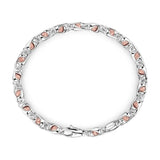 Zancan Bracciale Eternity 925 Catena argento e oro rosa vista completa della maglia con chiusura a moschettone EXB878
