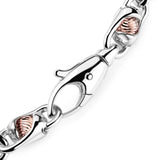 Zancan Bracciale Eternity 925 Catena dettaglio chiusura moschettone argento e sfere zigrinate oro rosa 18kt EXB878