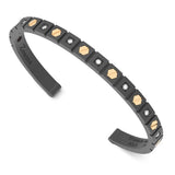 Zancan Bracciale Eternity Titanium Cuff vista laterale dettaglio struttura aperta titanio nero, oro e diamanti ETB340-G