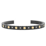 Zancan Bracciale Eternity Titanium Cuff rigido in titanio nero con inserti esagonali oro 18kt e diamanti bianchi ETB340-G