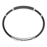 Zancan Bracciale Eternity Titanium Diamanti bianchi vista posteriore dettaglio chiusura acciaio e intreccio silicone ETB150-G