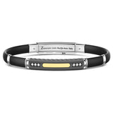 Zancan Bracciale Eternity Titanium Diamanti bianchi in titanio silicone nero con placca oro 18kt e diamanti ETB150-G