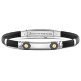 Zancan Bracciale Eternity Titanium Silicone uomo in titanio, silicone nero e dettagli esagonali oro 18kt ETB146