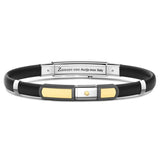 Zancan Bracciale Eternity Titanium Silicone nero con inserti in oro 18kt e argento 925, chiusura acciaio ETB148