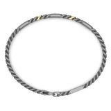 Zancan Bracciale Eternity Titanium vista posteriore, maglia grumetta in titanio con dettagli dorati e chiusura ETB250-G