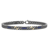 Zancan Bracciale Eternity Titanium con zaffiri blu naturali, dettagli in oro 18kt e maglia grumetta in titanio ETB250-G