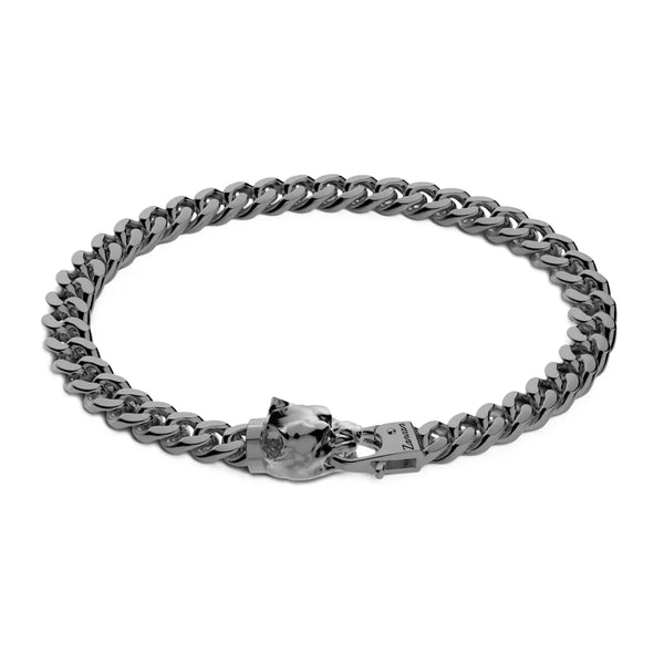 ZANCAN Bracciale Groumette Argento Brunito Chiusura Pitbull