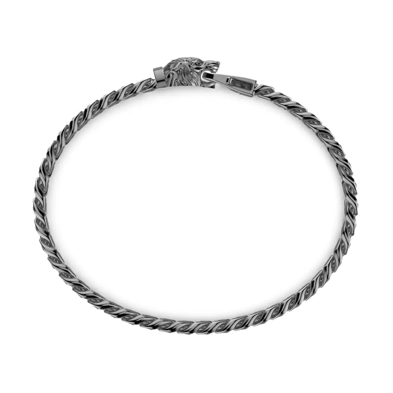 ZANCAN Bracciale Groumette Argento Brunito Chiusura Tigre lato