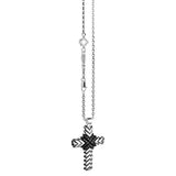 Zancan Collana Cosmopolitan Croce in argento con pendente croce spinelli neri, catena e charm stella EXC464