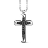 Zancan Collana Cosmopolitan Croce uomo in argento con pendente croce decorato spinelli neri naturali puntinati EXC483
