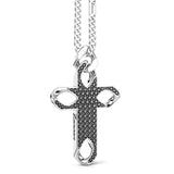 Zancan Collana Cosmopolitan Luxury Croce dettaglio pendente croce argento con pietre nere e incisione logo ESC094