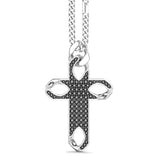 Zancan Collana Cosmopolitan Luxury Croce pendente argento 925 con pietre nere pavé e catena grumetta uomo ESC094