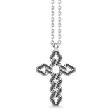 Zancan Collana Cosmopolitan Luxury Croce pendente in argento 925 con spinelli neri e design geometrico intrecciato ESC064