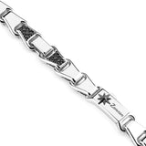 Zancan Collana Cosmopolitan Luxury dettaglio maglie in argento con pietre nere e stella incisa con logo ESC081-55