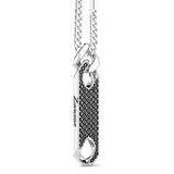 Zancan Collana Cosmopolitan Luxury Targa dettaglio laterale pendente argento con incisione logo e pietre nere ESC095