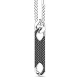 Zancan Collana Cosmopolitan Luxury Targa pendente argento con pietre nere pavé e catena grumetta uomo ESC095