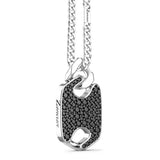 Zancan Collana Cosmopolitan Luxury Targa dettaglio laterale pendente con pietre nere e incisione logo in argento ESC096