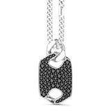 Zancan Collana Cosmopolitan Luxury Targa in argento 925 con pendente pavé pietre nere e catena grumetta ESC096
