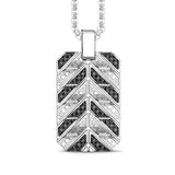Zancan Collana Cosmopolitan Luxury Targa uomo in argento 925 con pendente chevron e pietre nere naturali ESC098