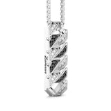 Zancan Collana Cosmopolitan Luxury Targa vista laterale dettaglio incisione logo e pietre nere su argento 925 ESC099
