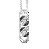 Zancan Collana Cosmopolitan Luxury Targa pendente argento 925 con pietre nere e motivo geometrico diagonale ESC099
