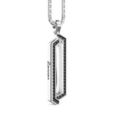Zancan Collana Cosmopolitan Luxury Targa dettaglio retro pendente con logo inciso e pietre nere su argento 925 ESC101