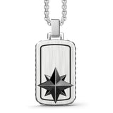 Zancan Collana Cosmopolitan Rosa dei venti uomo in argento con piastrina e rosa dei venti in ceramica nera ESC028