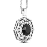 Zancan Collana Cosmopolitan Rosa dei venti vista laterale pendente argento con onice nera e lavorazione traforata ESC036