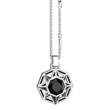Zancan Collana Cosmopolitan Rosa dei venti vista completa catena argento con pendente rosa dei venti e onice nera ESC036
