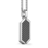 Zancan Collana Cosmopolitan Targa dettaglio laterale pendente argento con pavé spinelli neri e chiusura ESC037