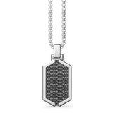 Zancan Collana Cosmopolitan Targa vista frontale pendente geometrico in argento e spinelli neri su catena ESC037
