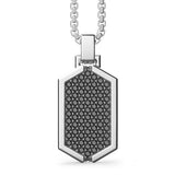 Zancan Collana Cosmopolitan Targa uomo in argento con pendente pavé di spinelli neri, catena veneziana ESC037
