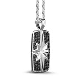 Zancan Collana Cosmopolitan Targa vista laterale pendente argento con rosa dei venti e spinelli neri EXC456