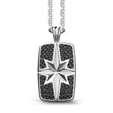 Zancan Collana Cosmopolitan Targa uomo in argento con pendente rosa dei venti e spinelli neri naturali EXC456