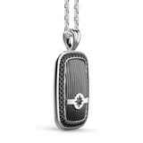 Zancan Collana Cosmopolitan Targa vista laterale pendente argento con spinelli neri e dettaglio stella centrale EXC457