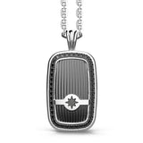 Zancan Collana Cosmopolitan Targa uomo in argento con spinelli neri, scanalature satinate e motivo stella EXC457