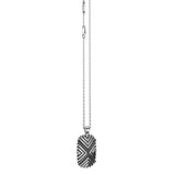 Zancan Collana Cosmopolitan Targa vista completa catena argento con pendente targa geometrica e spinelli neri EXC465