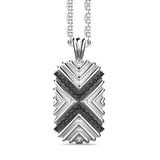 Zancan Collana Cosmopolitan Targa uomo in argento con pendente geometrico e spinelli neri, motivo a X centrale EXC465