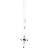 Zancan Collana Cubane Croce vista completa con catena in argento e pendente croce cubana spinello nero ESC029