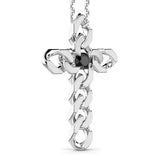Zancan Collana Cubane Croce pendente a croce in argento con maglia cubana e spinello nero centrale ESC029
