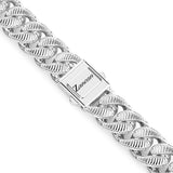 Zancan Collana Cubane Grumetta dettaglio chiusura con incisione logo e maglie striate in argento rodiato ESC002-B